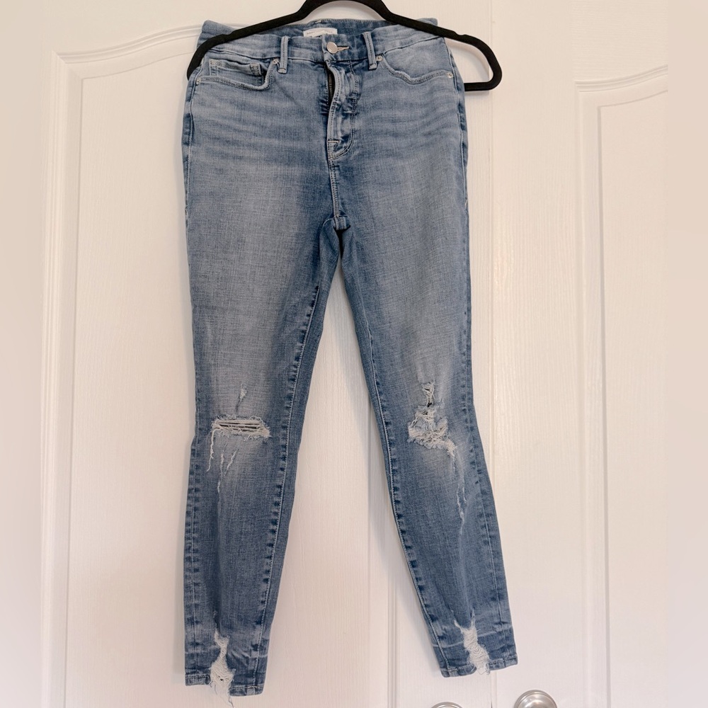 Good American Blue Skinny Distressed Jeans